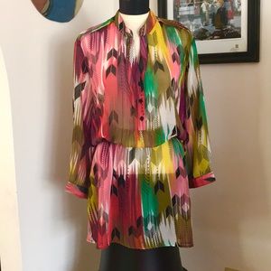 Strikingly Gorgeous Sheer Mini Dress Pockets Vneck